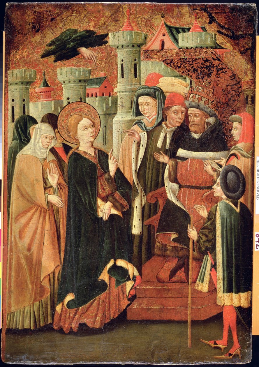 A Santificação de uma Mulher (tempera no painel) de Spanish School