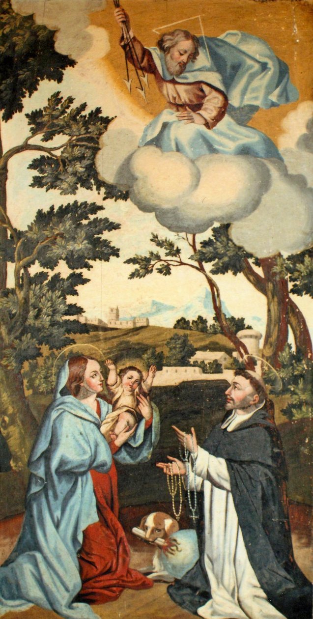 A Virgem Maria apresenta Jesus a São Domingos (ver também 308142) de Spanish School