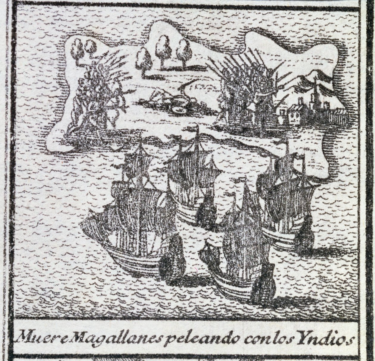 A morte de Magalhães numa batalha com os índios de Spanish School