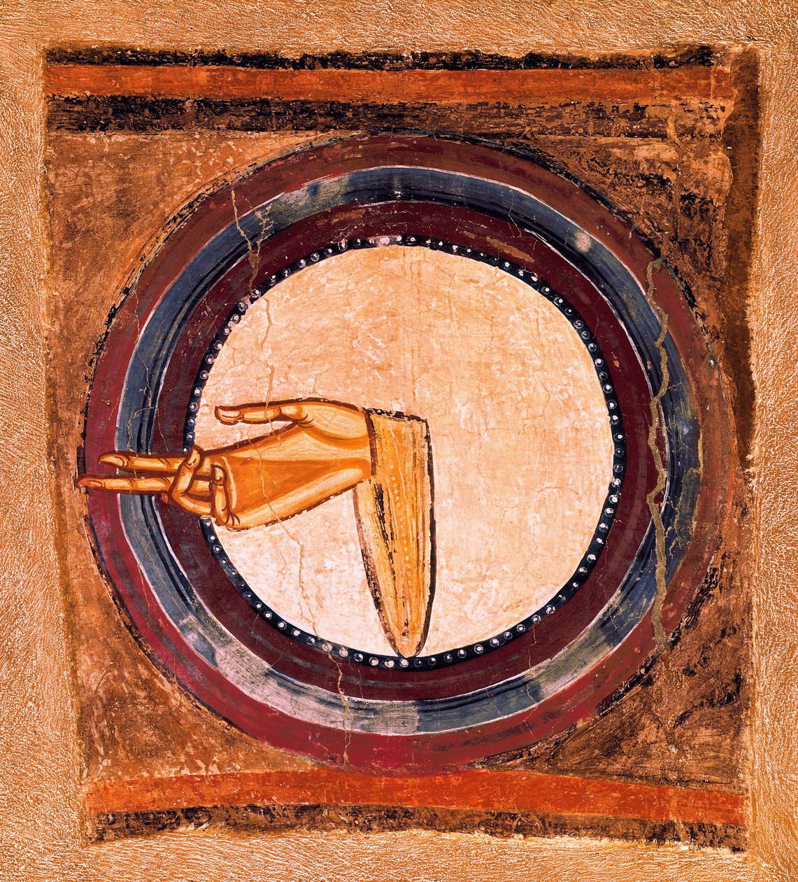A mão de Deus, detalhe de um Fresco pelo mestre de Saint Climent de Taull de Spanish School