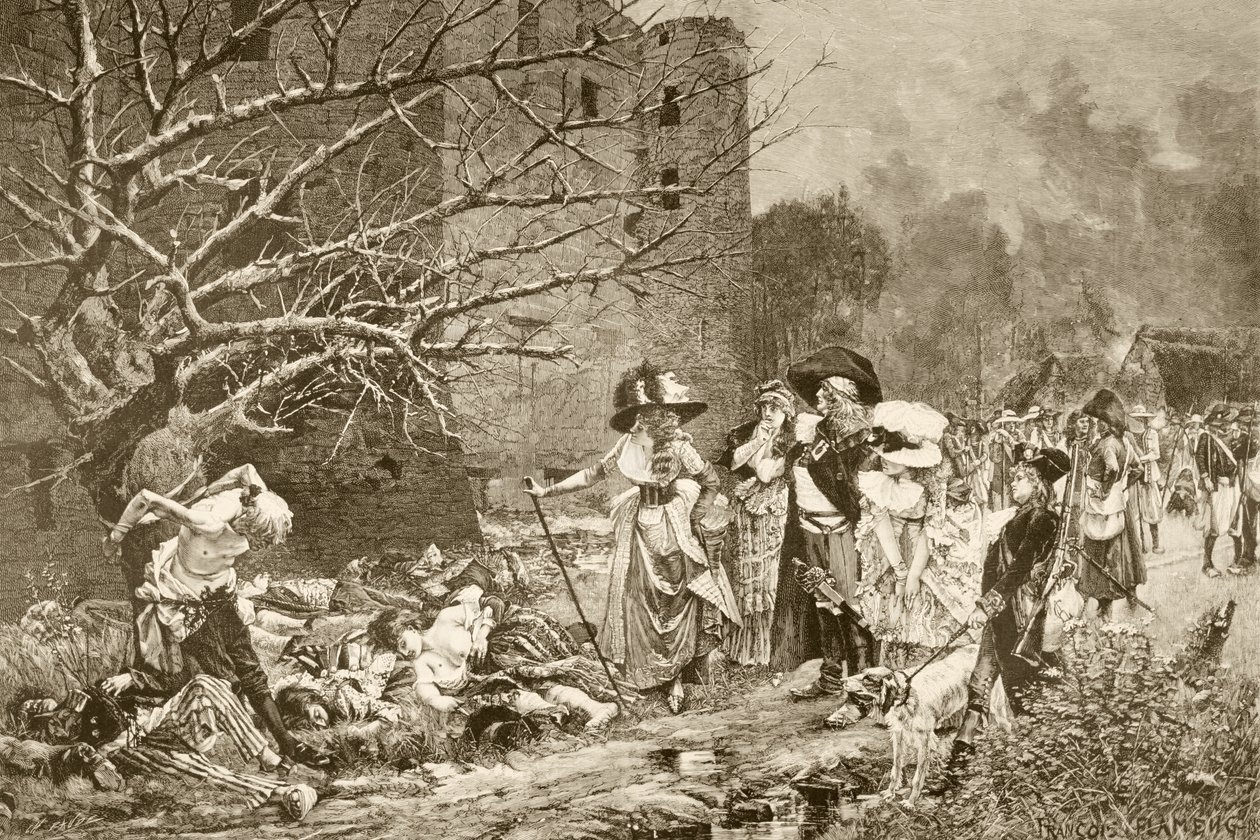 O massacre de Machecoul, França, durante a Revolução Francesa, após um quadro de François Flameng, do 
