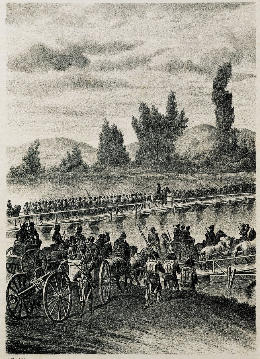 As tropas do exército francês napoleônico atravessam o rio Bidasoa de Spanish School