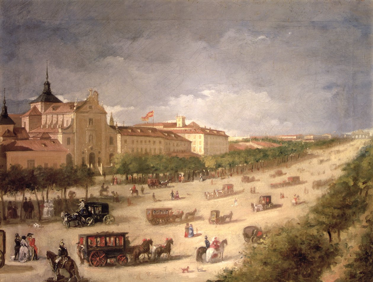 Vista da Calle de Alcala, Madrid (óleo sobre tela) de Spanish School