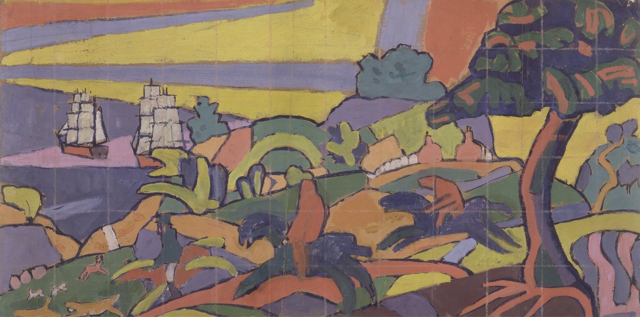 Design para o mural de caça ao veado no Cabaret Theatre Club, 1912 (óleo e giz sobre papel) de Spencer Frederick Gore