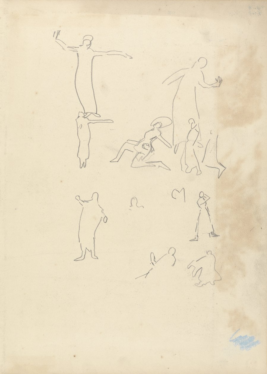Estudo de Dançarinos, para a Caverna do Bezerro de Ouro (grafite) (ver 265074 para verso) de Spencer Frederick Gore