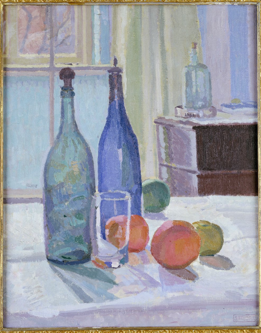 Garrafas e laranjas azuis e verdes de Spencer Frederick Gore