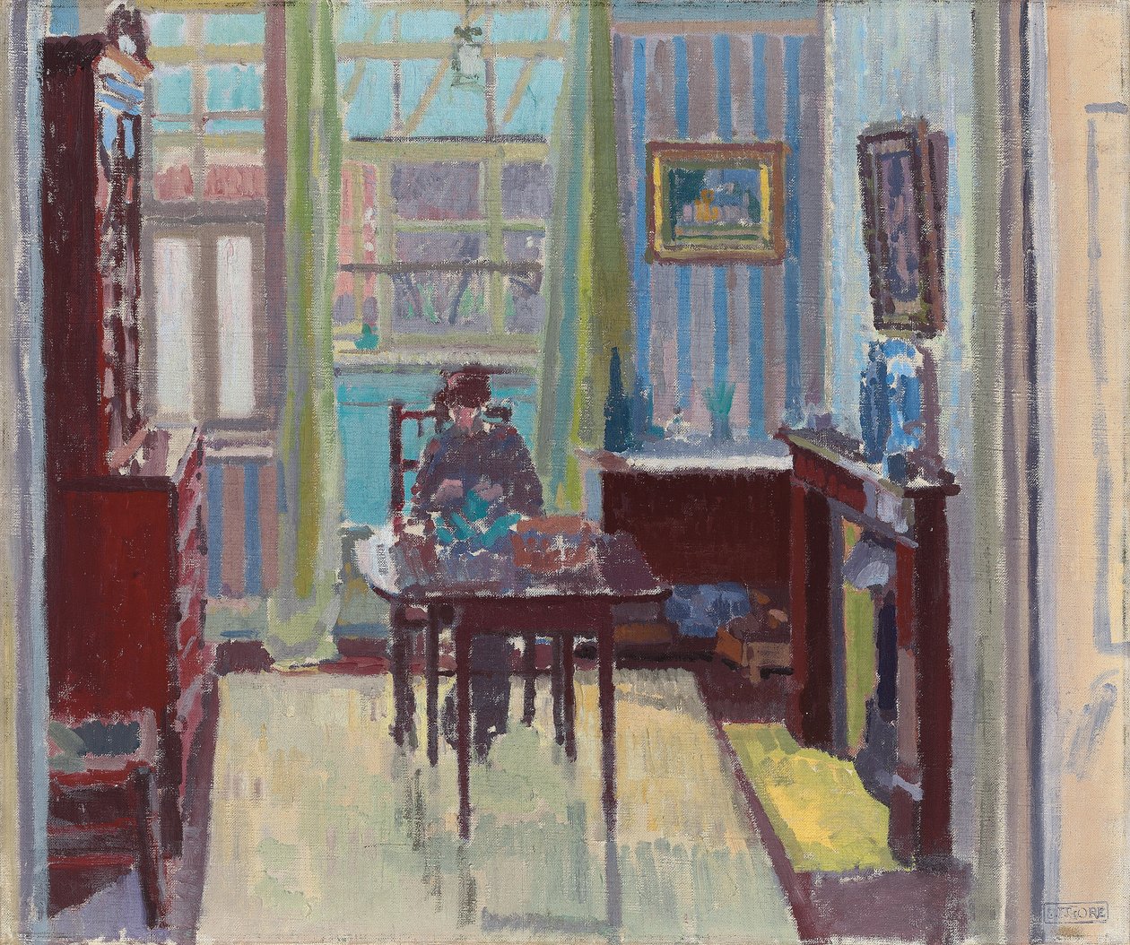 Interior da sala na 6 Cambrian Road, Richmond, 1914 de Spencer Frederick Gore