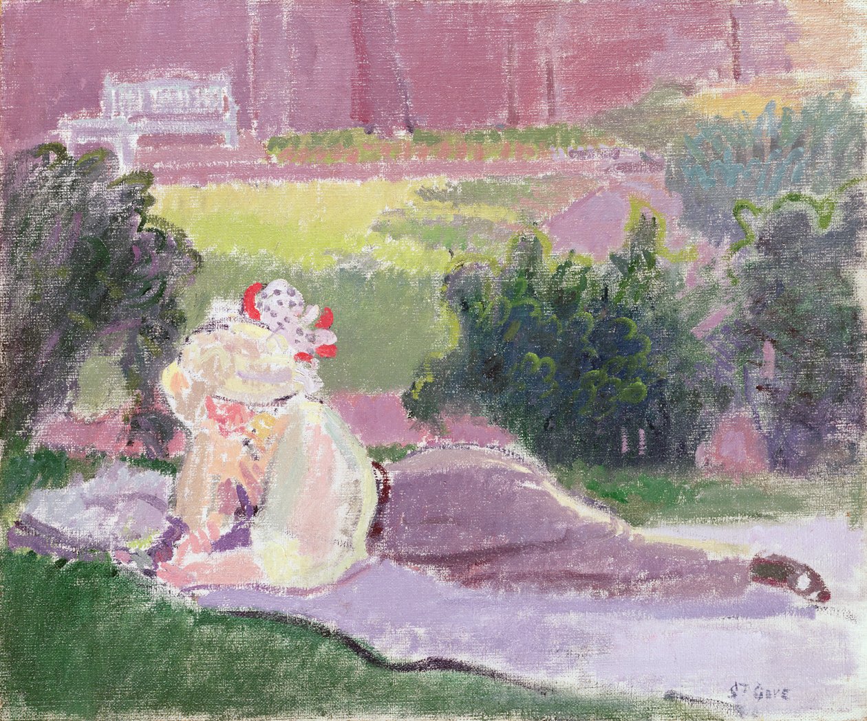 A esposa do artista no jardim da casa de Rowlandson de Spencer Frederick Gore