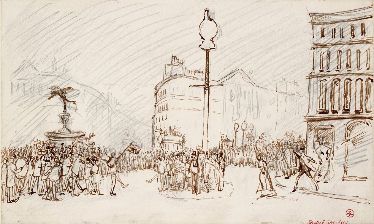 Cena de rua - Piccadilly Circus, década de 1900 de Spencer Gore