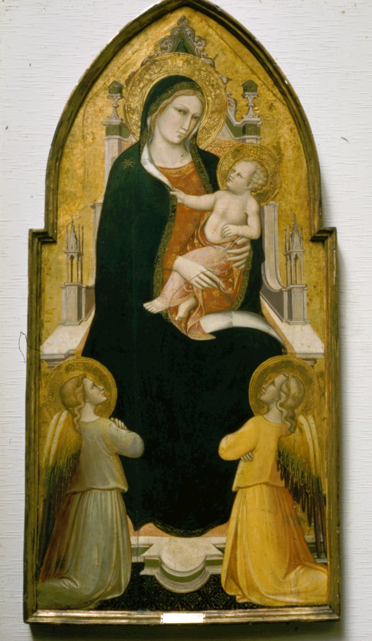 Madonna e criança entronizada com anjos de Spinello Aretino