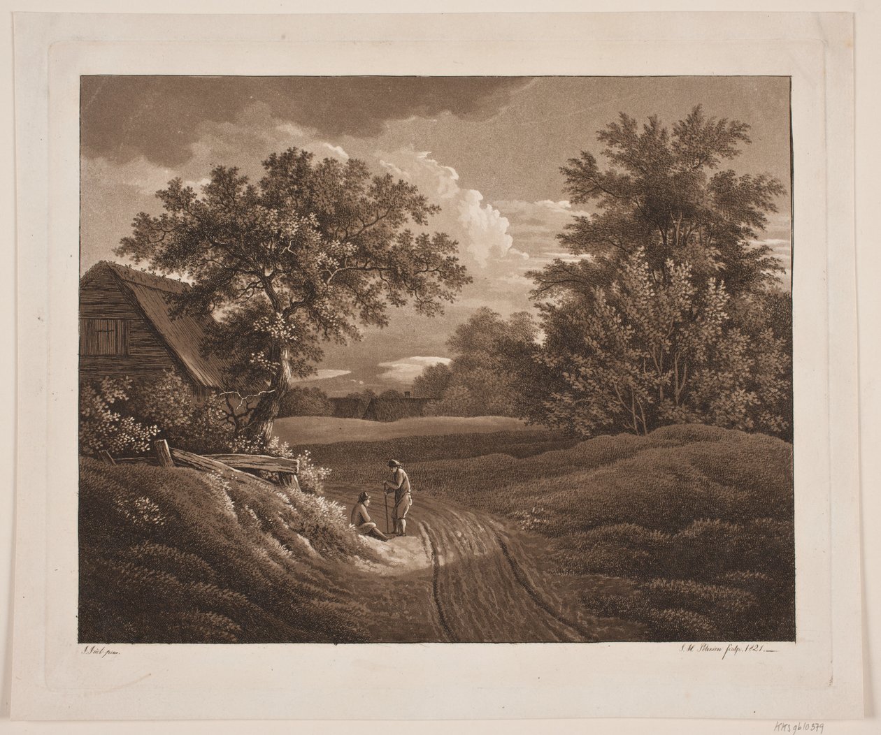 Paisagem com dois camponeses conversando de Søren Henrik Petersen