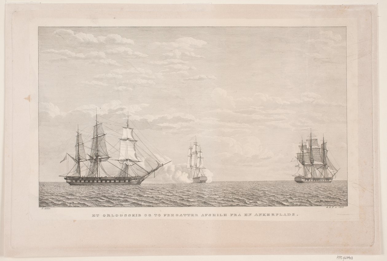 Navio de águia e duas fragatas de Søren Henrik Petersen