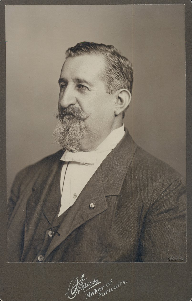 Busto retrato de Leopold Methudy vestindo um terno, colete e gravata borboleta e virou para a esquerda. de St. Louis Strauss