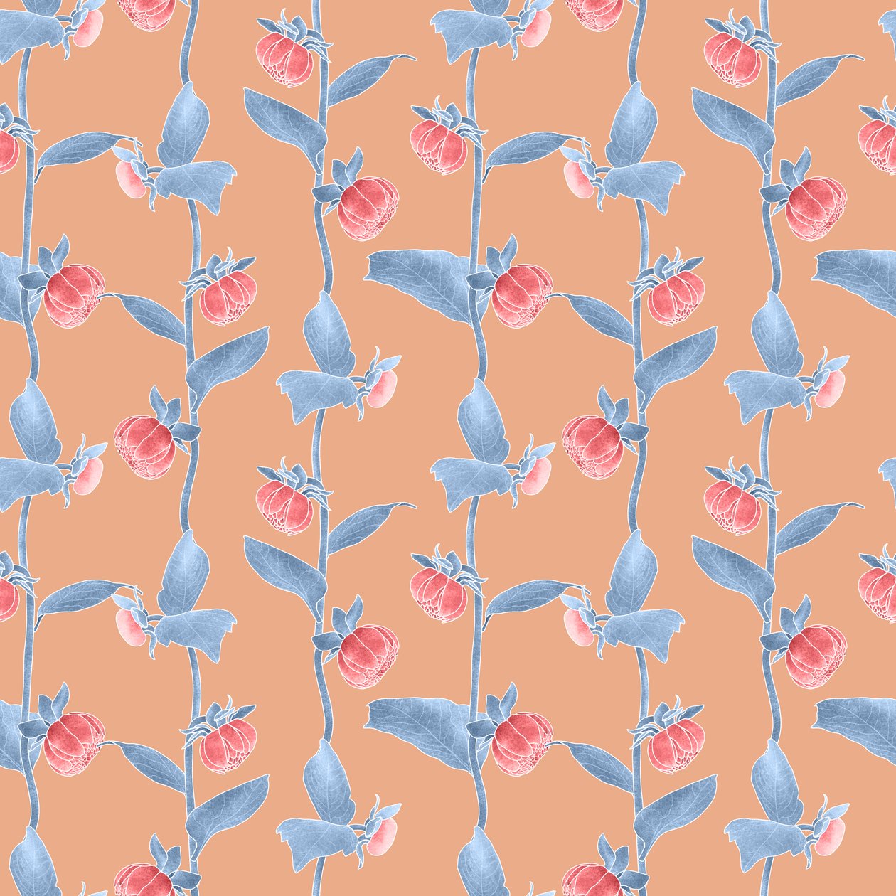 Padrão coordenado Dahlias colorway 2, 2020 (lápis de grafite e digital) de Stacy Hsu