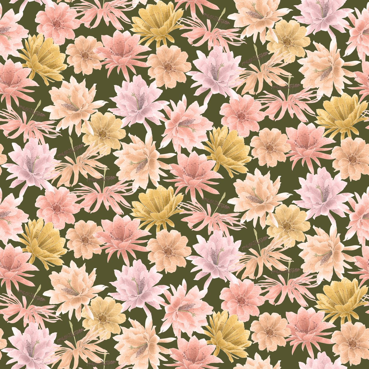 Padrão Mojave Desert Blooms, 2021 (lápis de grafite e digital) de Stacy Hsu