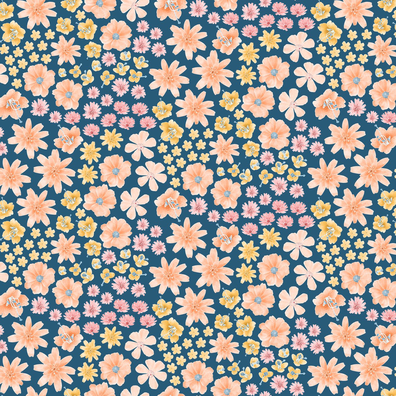 Padrão de flores silvestres do deserto de Mojave, 2021 (lápis de grafite e digital) de Stacy Hsu