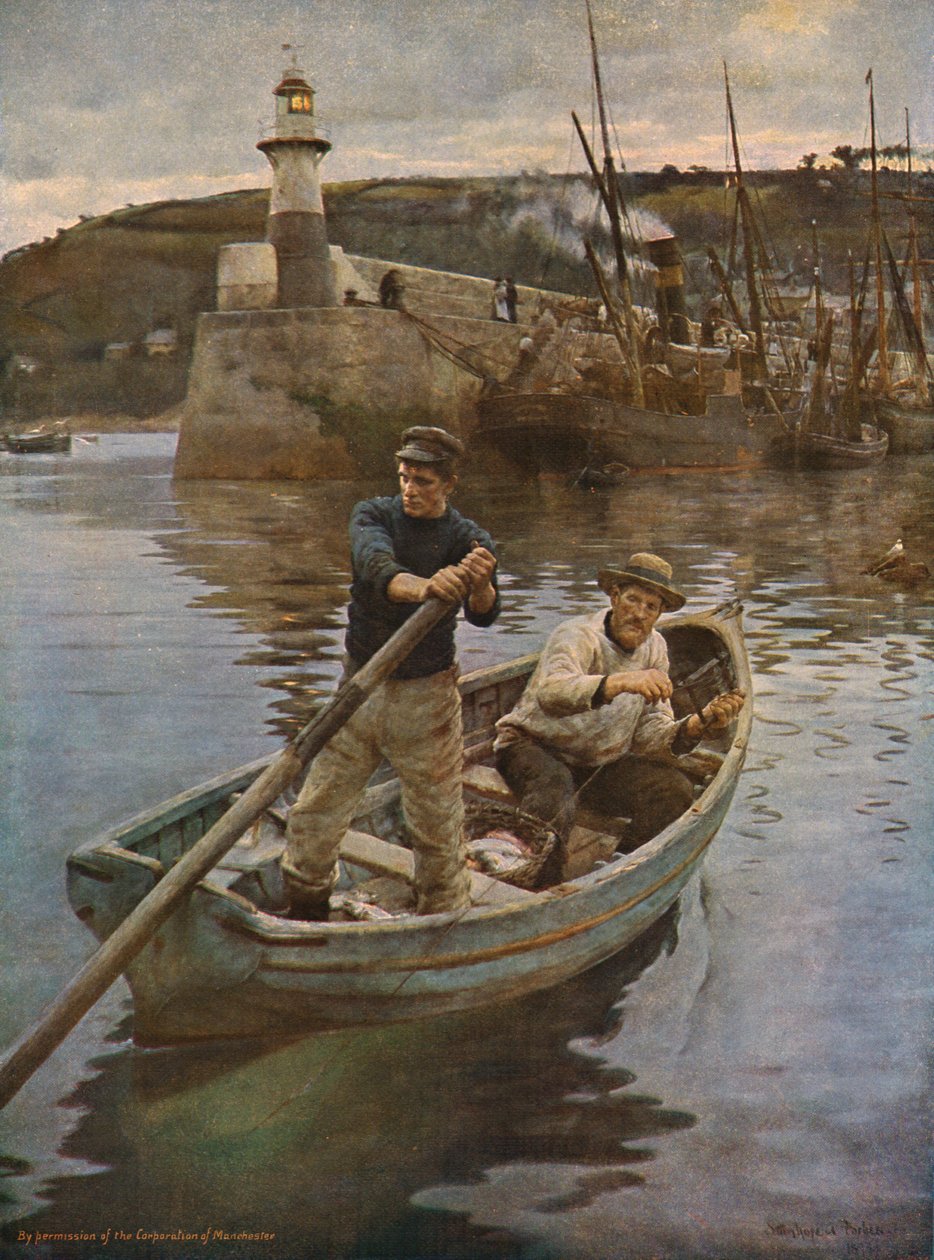 O farol Newlyn, Cornualha, 1893, c1930. de Elizabeth Adela Stanhope Forbes