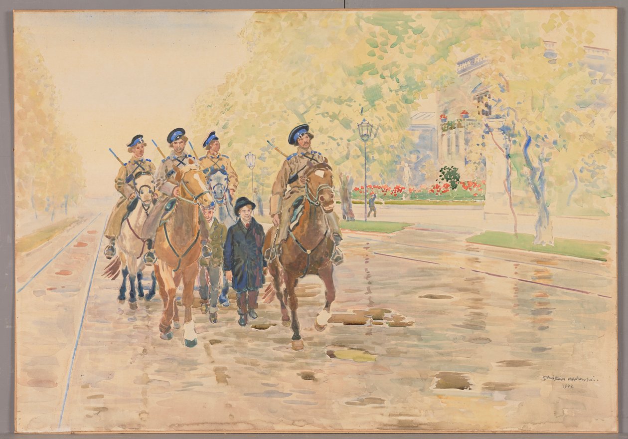 Patrulha de cavalo em Aleje Ujazdowskie em 1905, Stanisław Masłowski de Stanisław Masłowski