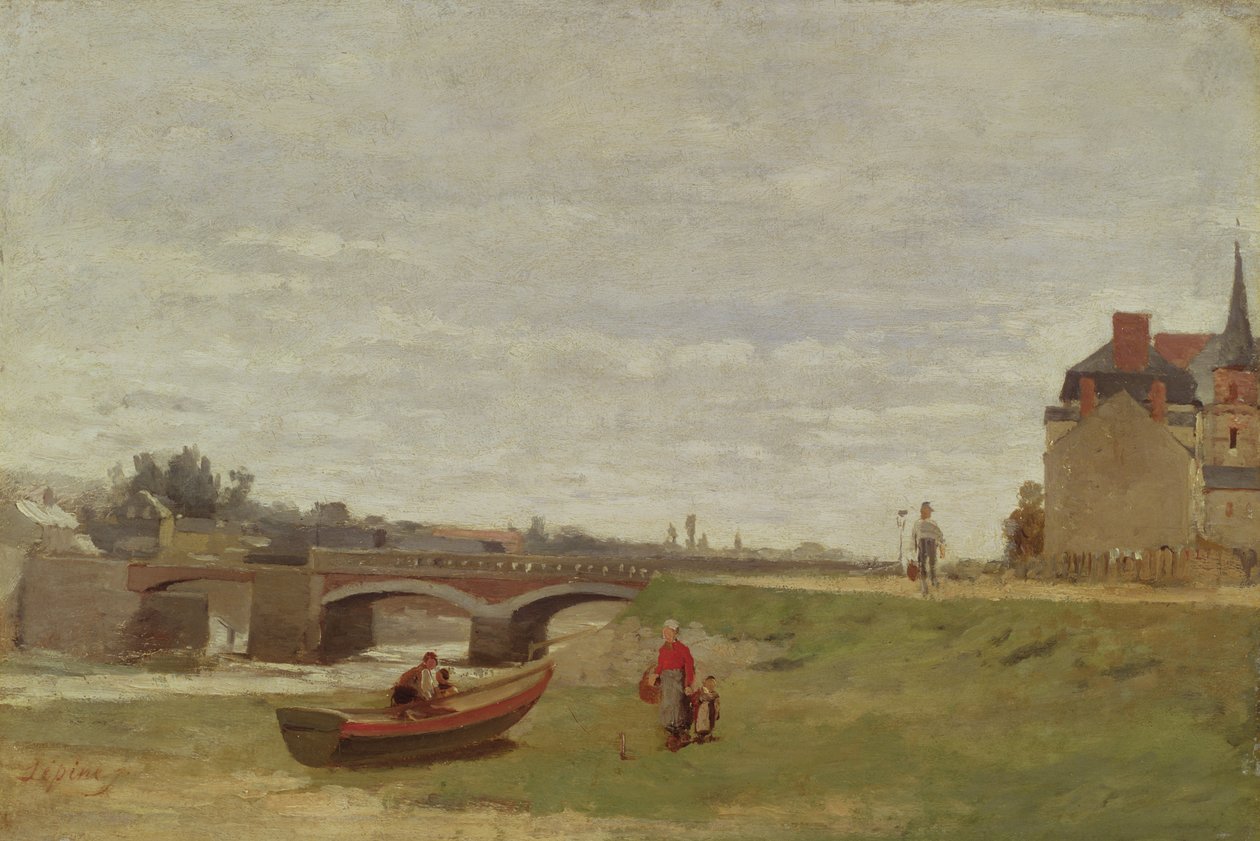 Paisagem com uma ponte, início dos anos 1870 de Stanislas Victor Edouard Lepine