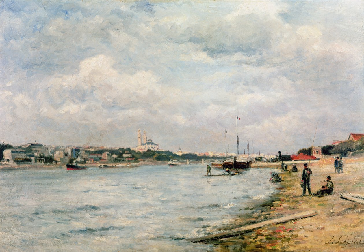 O Sena em Passy - o Trocadero e o Porto de Grenelle (óleo) de Stanislas Victor Edouard Lepine
