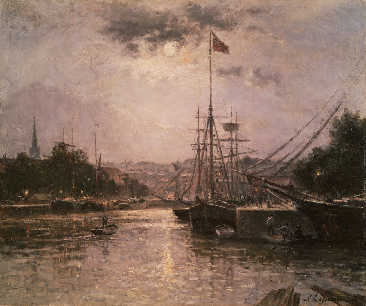 Vista do porto de Caen, c.1889 de Stanislas Victor Edouard Lepine