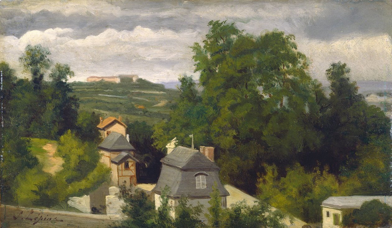 Vista dos arredores de Caen, 1872-75 (óleo sobre madeira) de Stanislas Victor Edouard Lepine