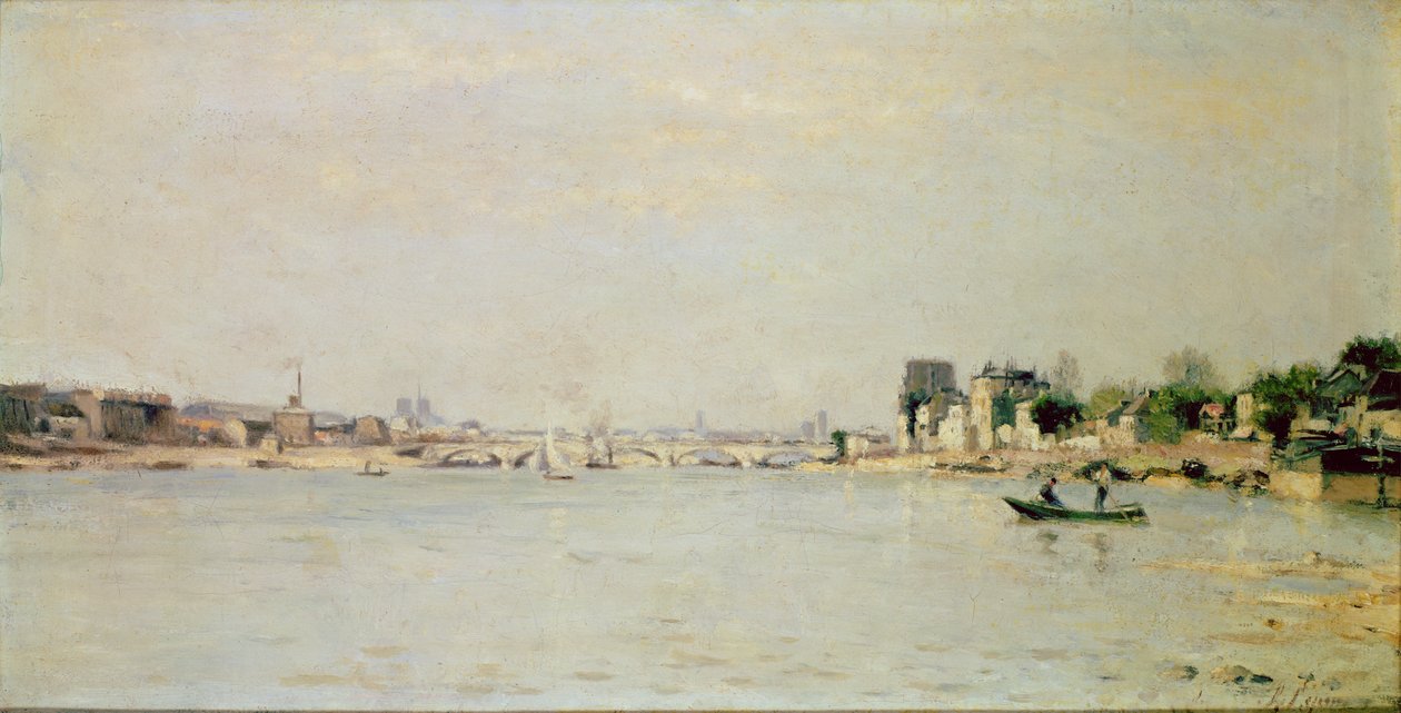 Vista sobre o rio Sena (óleo) de Stanislas Victor Edouard Lepine
