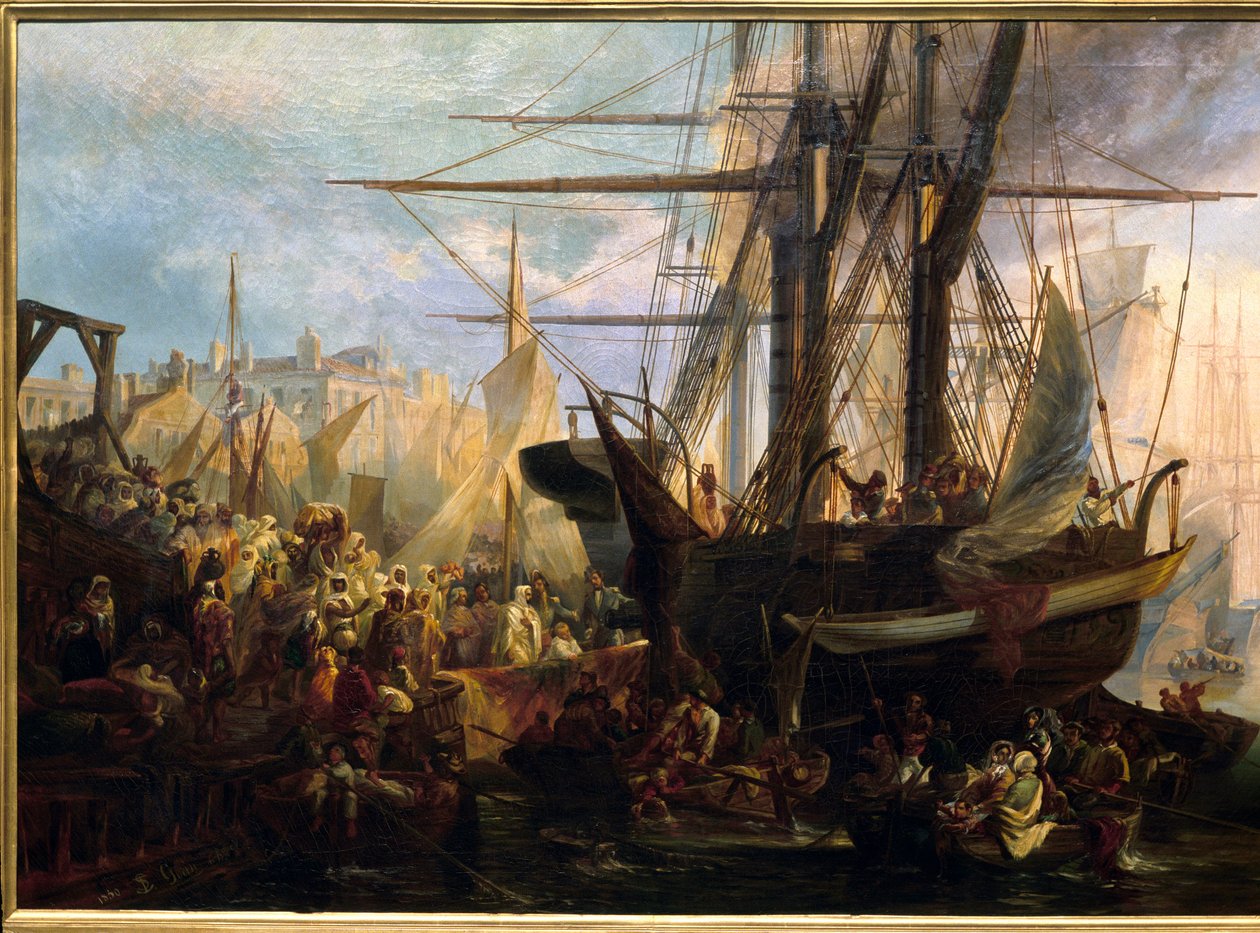 Embarque de Abd El Kader (Abd El-Kader, político e filósofo argelino de Stanislas Gorin