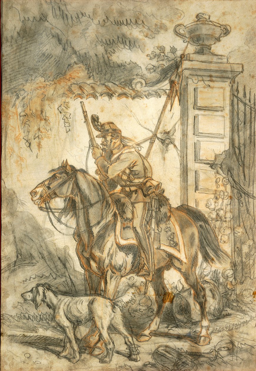 Lanceiros em patrulha, Ilustração de Stanislao Grimaldi del Poggetto de Stanislas Grimaldi del Poggetto