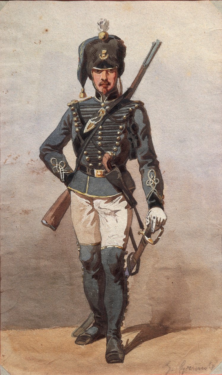 Estudo dos uniformes, Desenho de Stanislao Grimaldi del Poggetto de Stanislas Grimaldi del Poggetto