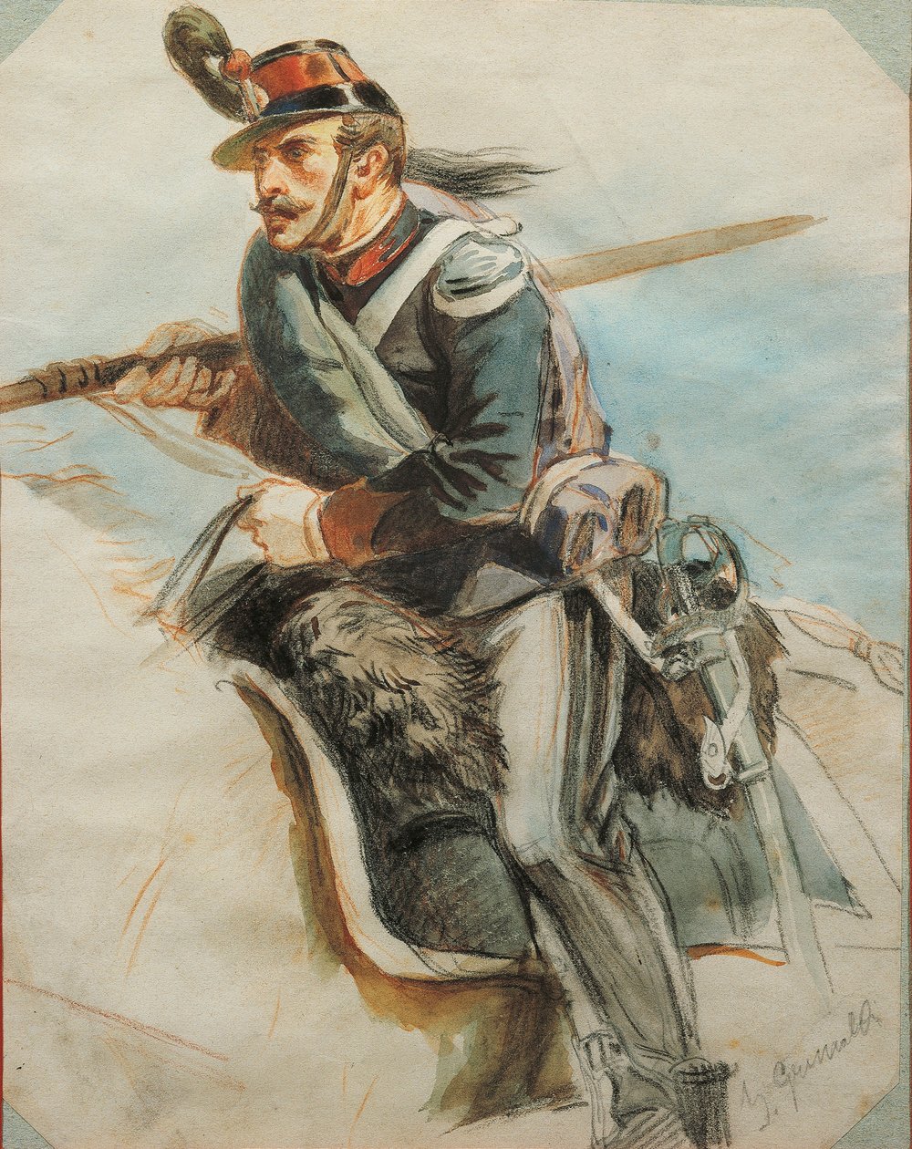Estudo dos uniformes, Desenho de Stanislao Grimaldi del Poggetto de Stanislas Grimaldi del Poggetto