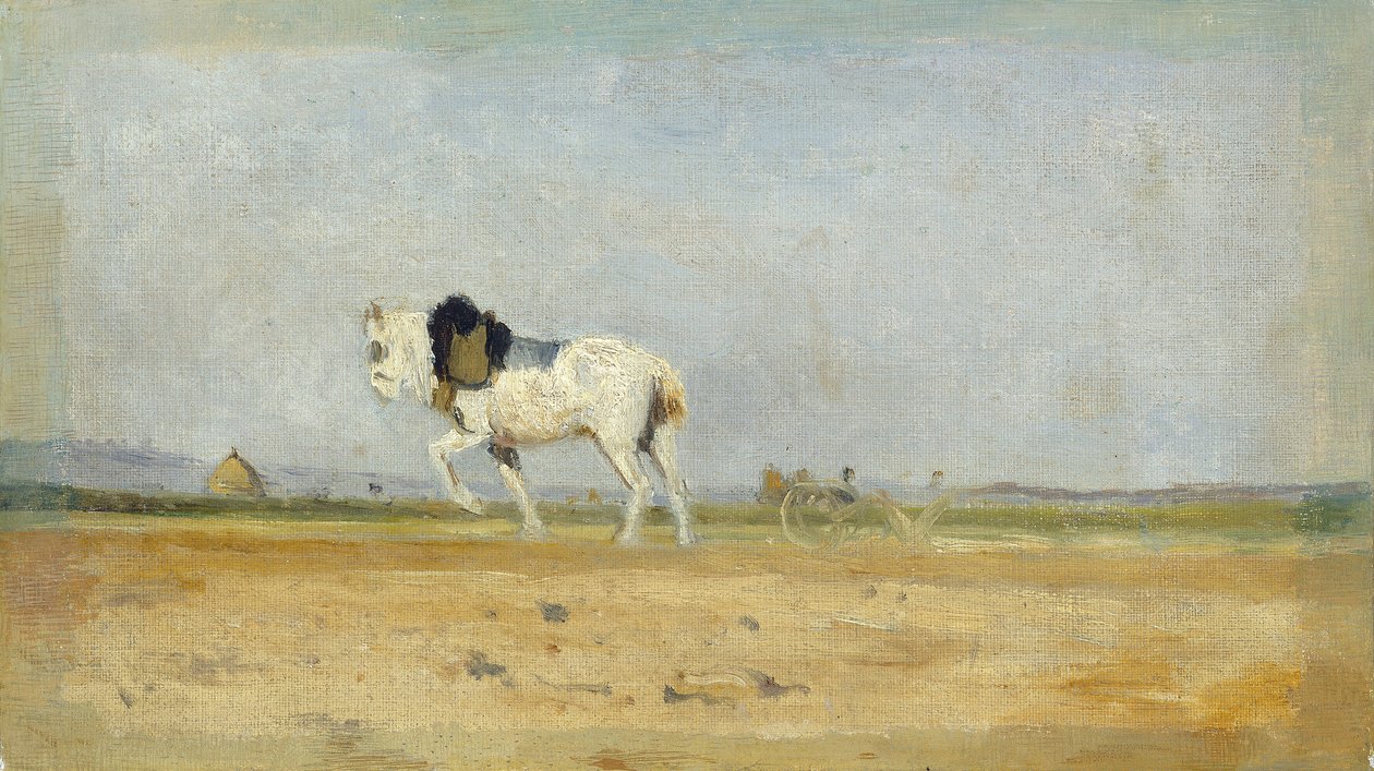 Um cavalo de arado em um campo de Stanislas Lepine