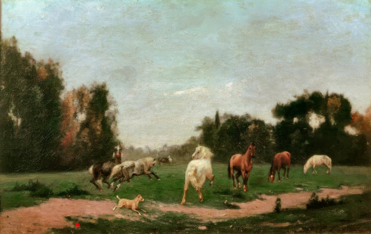 Cavalos brincando no Prado de Stanislas Lepine