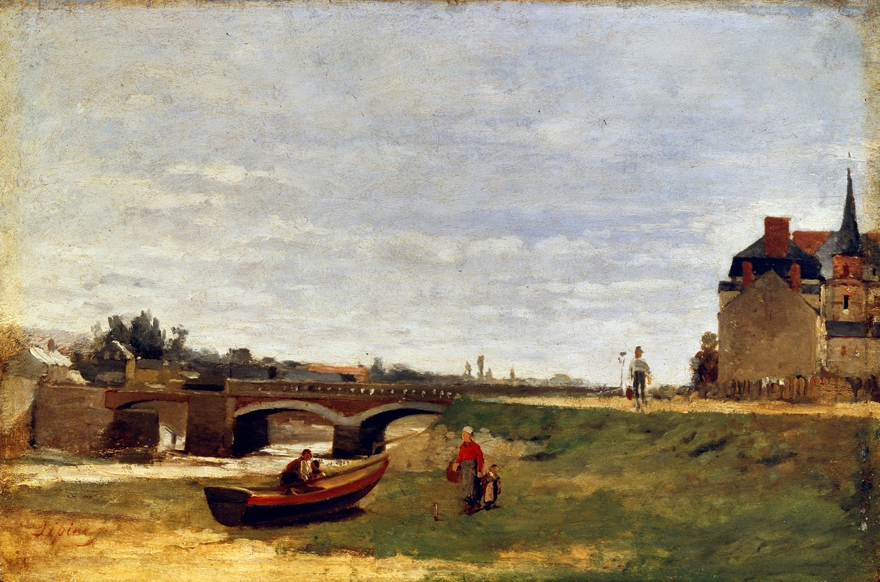 Paisagem com uma ponte, início da década de 1870 de Stanislas Lepine