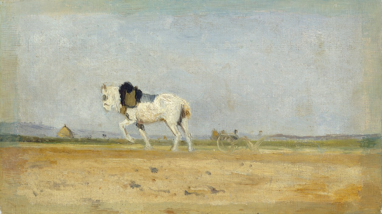 Um cavalo de arado num campo de Stanislas Lepine