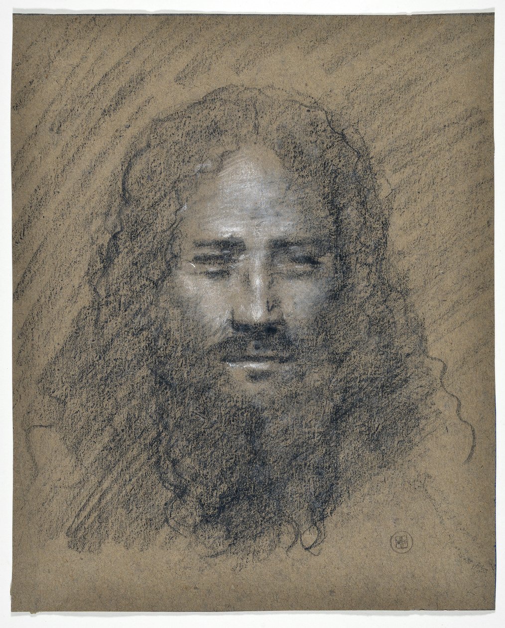 Cabeça do homem barbudo (desenho) de Stanislas Torrents y de Amat