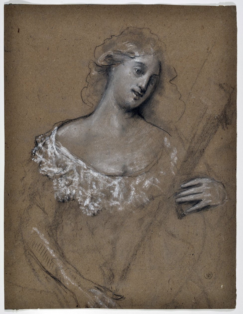 Estudo de mulher tocando alaúde (desenho) de Stanislas Torrents y de Amat