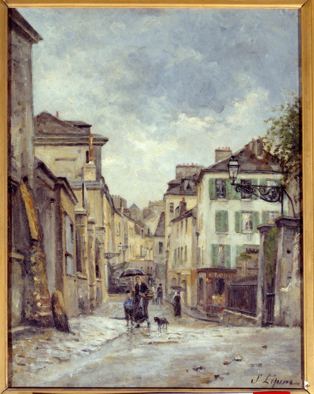 A rue du vieux Montmartre em Paris Pintura de Stanislas Lepine (1835-1892) Caen do século XIX, Musee des Beaux Arts de Stanislas Victor Edouard Lepine