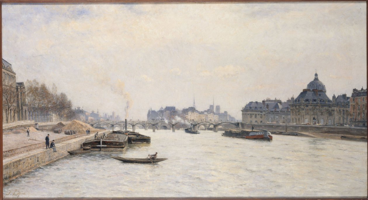 A Pont des Arts, vista da Pont Royal, ca. 1884 (óleo) de Stanislas Victor Edouard Lepine