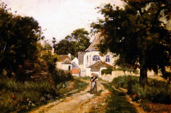 Saindo da Aldeia (óleo sobre tela) de Stanislas Victor Edouard Lepine