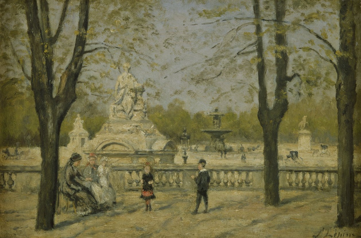 Place de la Concorde, vista do terraço das Tuileries, ca. 1880 (óleo sobre madeira) de Stanislas Victor Edouard Lepine