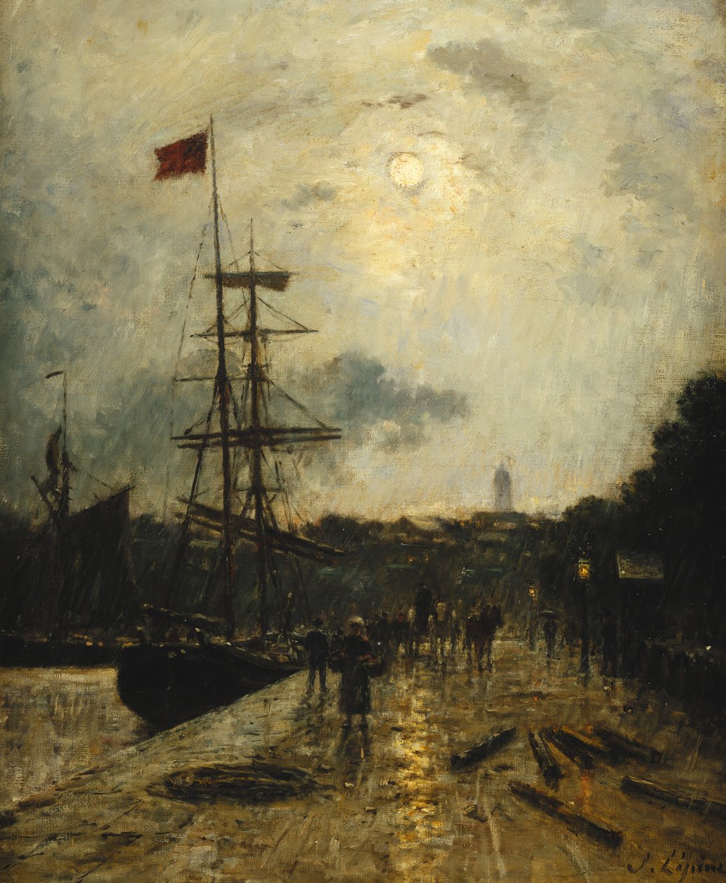 Cais em Caen; Quai e Caen, de Stanislas Victor Edouard Lepine