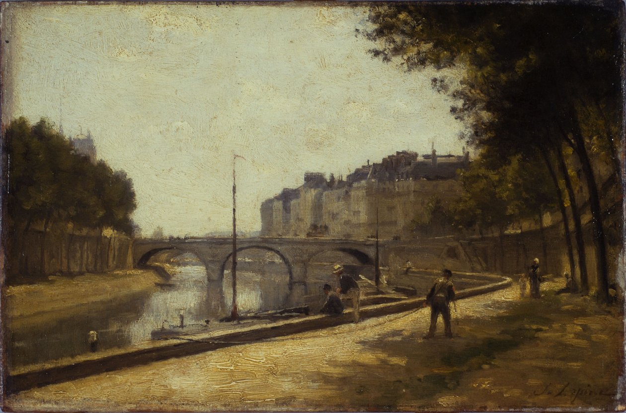 Ponte de Saint-Michel, ca. 1880 (óleo sobre madeira) de Stanislas Victor Edouard Lepine