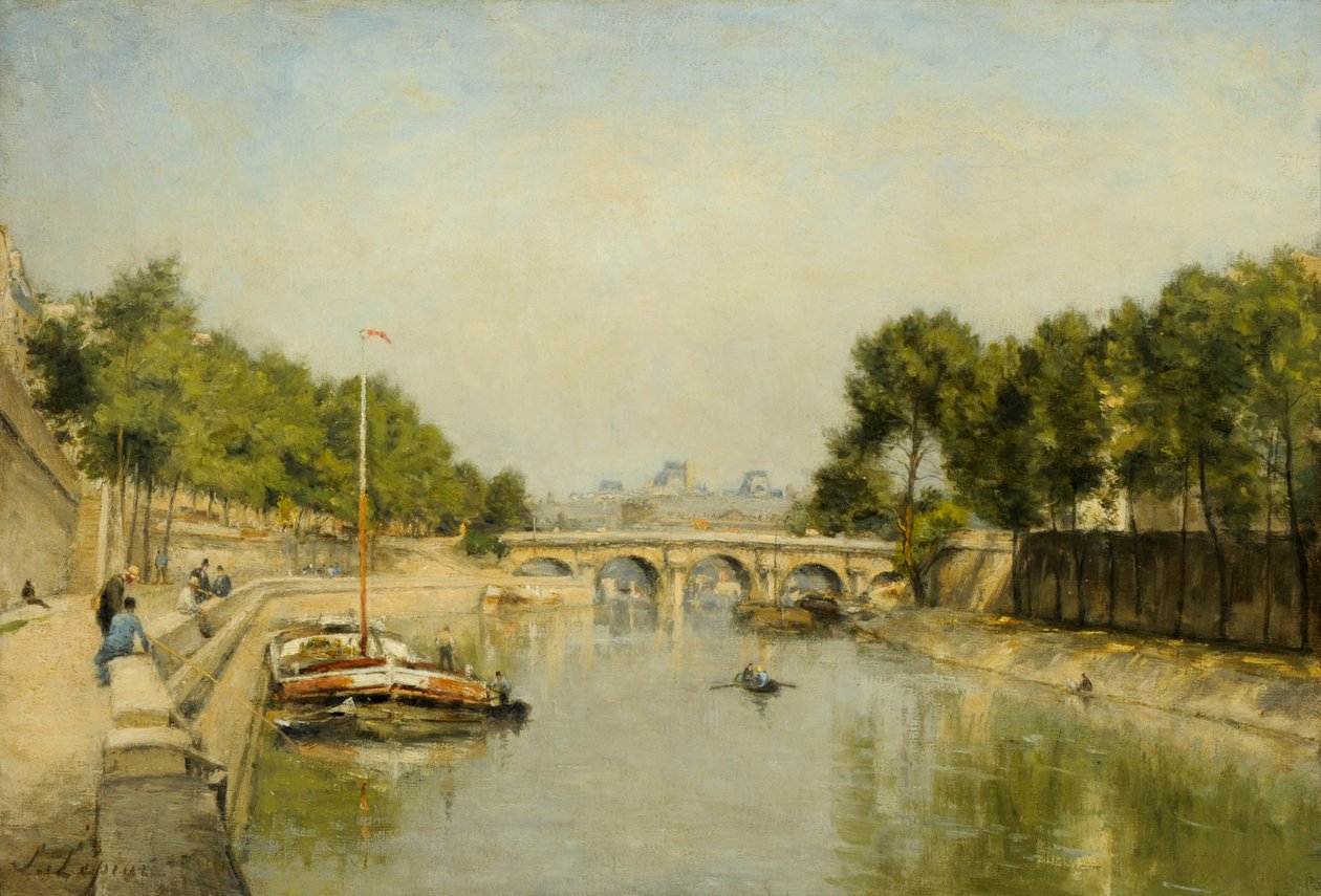 As margens do Sena na Primavera (óleo sobre tela) de Stanislas Victor Edouard Lepine