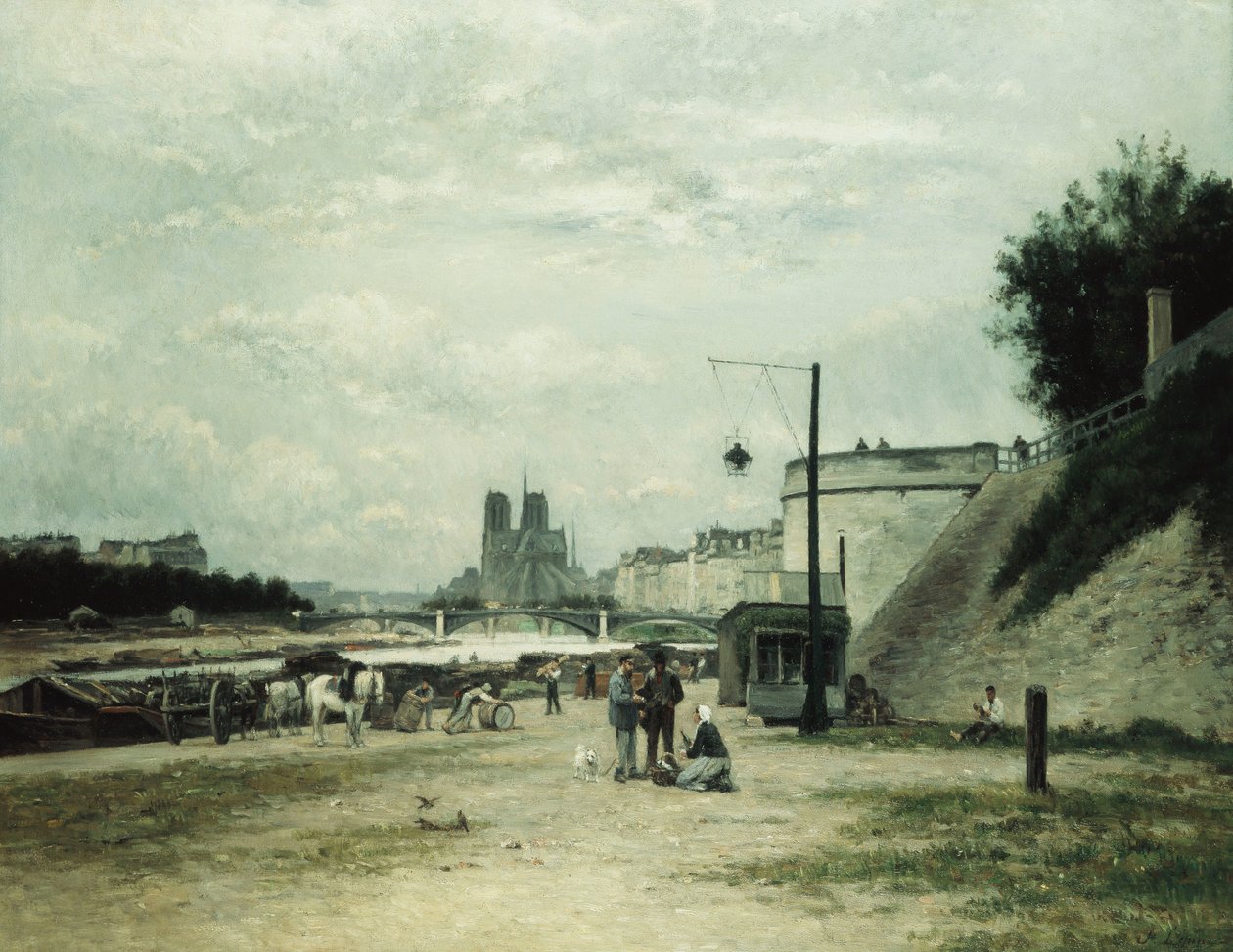 O Quai de Louviers no Pont Sully, c.1875 de Stanislas Victor Edouard Lepine