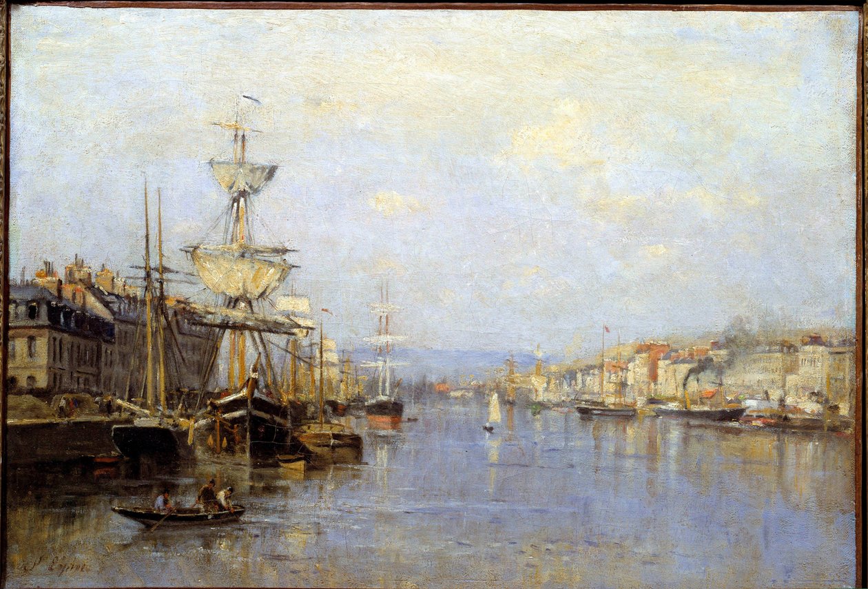 Vista do porto de Rouen Pintura de Stanislas Lepine (1835-1892) Reims do século XIX, Musee des Beaux Arts de Stanislas Victor Edouard Lepine