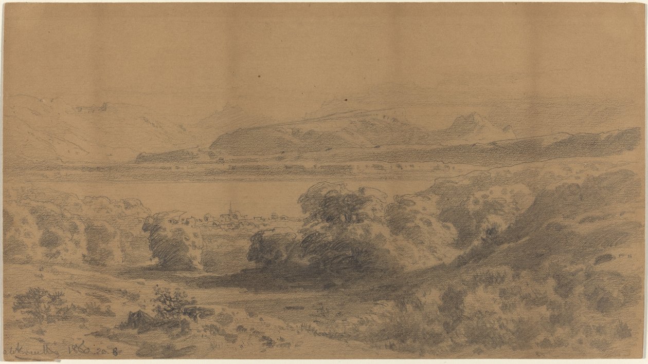 Panorama em um lago de montanha de Stanislaus Graf von Kalckreuth