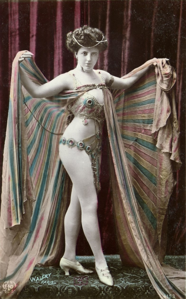 Cartão postal representando um dançarino oriental (foto colorida) de Stanislaus Walery