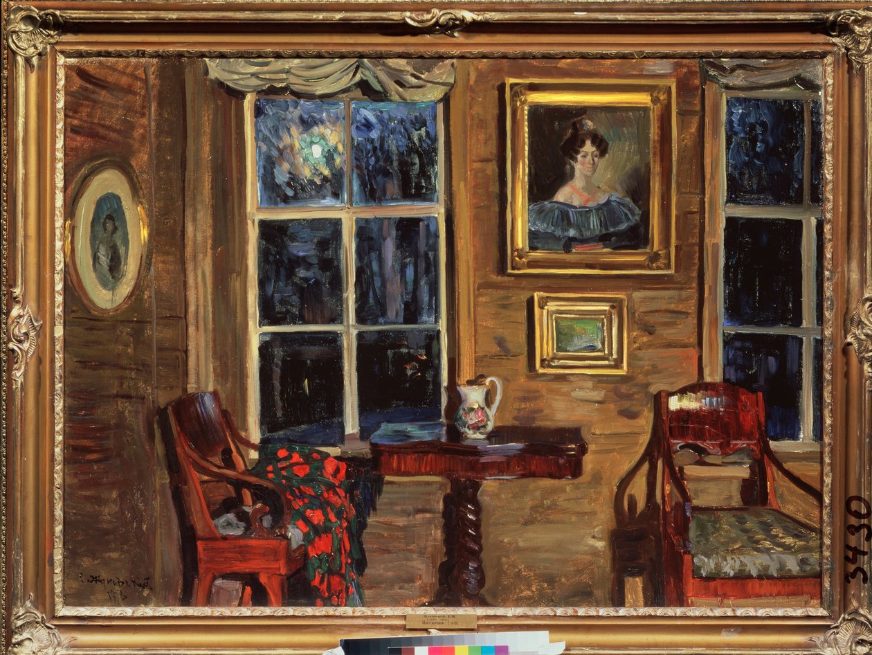 Numa casa antiga. Pintura de Stanislav Yulianovich Zhukovsky (Zhukovsky) (1873-1944), óleo sobre tela de Stanislav Joulianovitch Joukovski