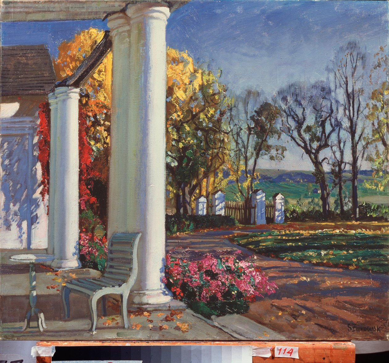 Manhã de Outono. Pintura de Stanislav Yulianovich Zhukovsky (Zhukovsky) (1873-1944), óleo sobre tela, ca. 1920. Arte russa, século XX, art nouveau, modernismo. Museu Estatal de Arte, Dneporpetrovsk (Ucrânia). de Stanislav Joulianovitch Joukovski